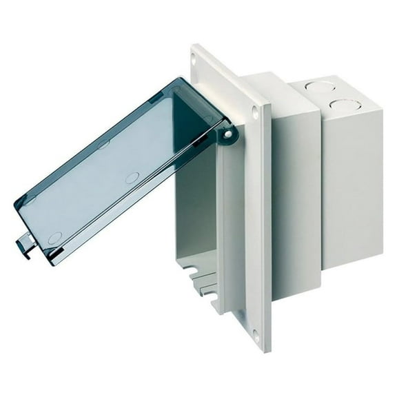 DBVR1C-1 Outdoor Electrical Box - Low Profile In-Box Weatherproof Cover, 1-Gang, Vertical, Clear - Flat Surface Retrofit