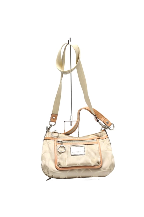 Pre-Owned Coach Poppy Signature 2-Way Leather Shoulder Bag F14562 Beige (Fair)