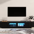 thumbnail image 2 of 95'' TV Stand, Fluted Tempered Glass & Arched Design / Smart LED, Clutter-Free Setup, 2 of 6