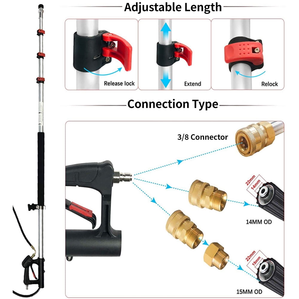 IVV 5FT-24FT Length-Adjustable Power Washer 4000 PSI High-Pressure Telescopic Gun