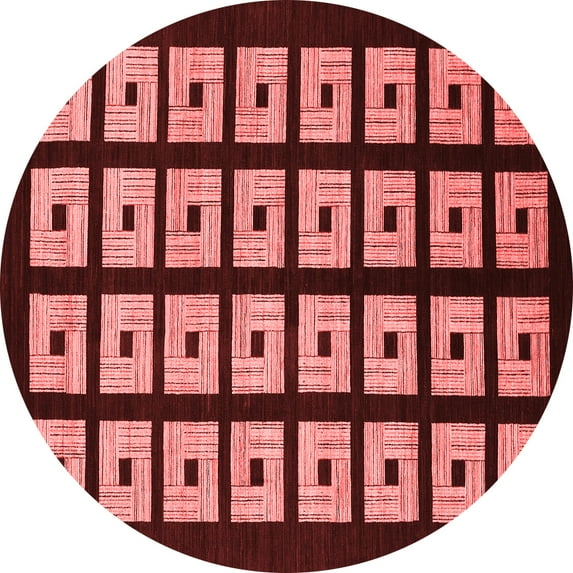 Ahgly Company Indoor Round Abstract Red Modern Area Rugs, 4' Round