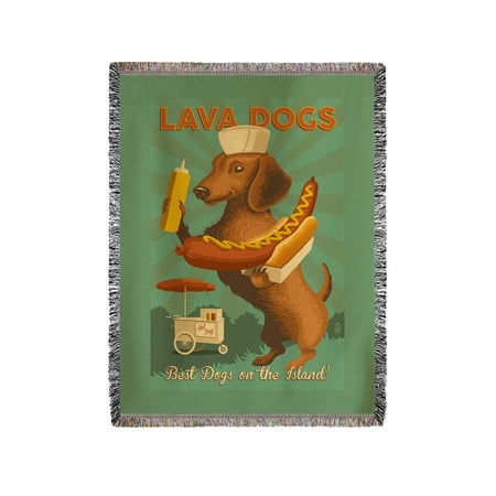 Hawaii - Lava Hot Dogs - Best Dogs on the Island - Dachshund - Retro Hotdog Ad - Lantern Press Artwork (60x80 Woven Chenille Yarn (Best Blankets For Hot Flashes)