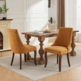 thumbnail image 3 of Dining Chairs Set of 2，Chenille Fabric Tufted Kitchen Dining Room Chair with Curved Solid Wood Legs, Dinner Chair Comfy Fabric Upholstered Accent Chair, 3 of 14