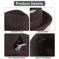 thumbnail image 4 of BadPiggies Elegant Fedora Hats for Men Women Short Brim Roll Up Cowboy Felt Hat with Feathers (Brown), 4 of 8