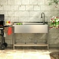 thumbnail image 6 of Stainless Steel Utility Sink, Free Standing Single Bowl Sink with Cold and Hot Water Pipe and Faucet for Laundry Room Kitchen Restaurant Garage, 6 of 7