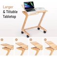 thumbnail image 4 of TV Tray Table with Casters, Solid Wood End Table for Small Spaces, Removable Snack Tray for Living Room Bedroom, 4 of 7