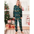 thumbnail image 4 of SUNSIOM Pyjamas de Noël Assortis pour la Famille Combinaisons Imprimé Élan Père Noël Flocon de Neige Cerf à Capuche Manches Longues Fermeture Éclair Pyjama, 4 of 7