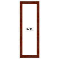 9x32 Walnut Brown Veneer Real Wood Picture Frame Width 1.75 inches | Interior Frame Depth 0.5