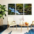 thumbnail image 4 of IDEA4WALL 3 Piece Nature Canvas Wall Art Waterfall in Forest Canvas Prints Modern Home Wall Decor, 16"x24", 4 of 5