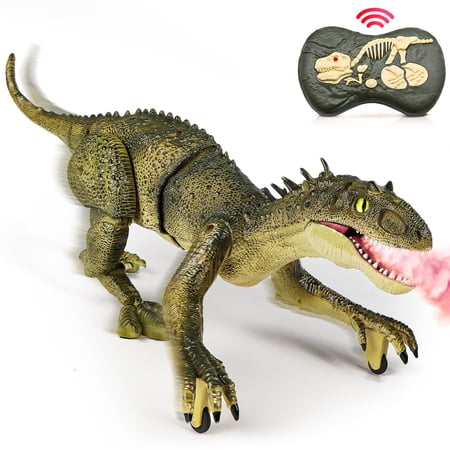 Hot Bee Remote Control Dinosaur Toy, Tyrannosaurus Robot Walking RC Dinosaur with LED Light and Roaring Sounds for Boys Girls 3+ Years Old