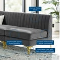 thumbnail image 5 of Tufted Sectional Sofa Set, Velvet, Grey Gray, Modern Contemporary Urban Design, Living Lounge Room Hotel Lobby Hospitality, 5 of 9