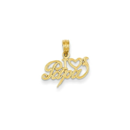 Charms Gold Diamante 14k Yellow Gold I Heart Papa Pendant Charm Necklace Special Person Dad Grpa Fine Jewelry Dad Mens Gift Set ()