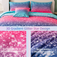 thumbnail image 5 of PERFEMET Pink Blue Ombre Glitter Galaxy Comforter Set 6 Pieces Twin Tie Dye Rainbow  Bed in a Bag Bedding for Girls Kids Teens, 5 of 9