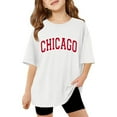 thumbnail image 1 of AWZXDE Shirts For Girls Letter Printed Short Sleeve T Shirts Oversized Tops Casual Crewneck Basic Tees For Kids, 1 of 6
