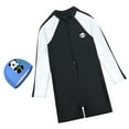 thumbnail image 2 of ATOGUTA Boys and Girls Long Sleeve One Piece Rash Guard Swimsuit with Swim Cap Water Sport Sun Protection Bathing Suits Black, Size 1T-11, 2 of 3
