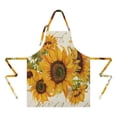 thumbnail image 2 of Beige Calligraphy Sunflower Pattern Apron-Garden Aprons for Women with Pockets-Cotton Linen Waterproof Kitchen Cooking Gardening Aprons Adjustable for Kitchen,Cooking,BBQ and Salon 33x27 Inch, 2 of 7