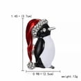 thumbnail image 3 of EOEMY Christmas Cute Penguin Red Hat Crystal Brooch Pin Women Xmas Party Jewelry Gift, 3 of 8