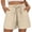 Khaki, variant on Linen Shorts for Women Summer Casual Elastic Waist Wide Leg Loose Fit Lightweight Beach Shorts with Pockets