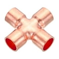 thumbnail image 1 of Conector de tubo de cobre en cruz de Uxcell, conector igual de alimentación en 4 vías para plomería y aire acondicionado de 1/2 pulgada, 1 of 5