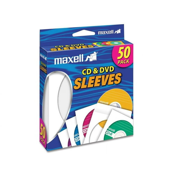 Maxell 190135 CD-400 CD/DVD Paper Sleeves With Clear Window 50 Pack (White)  [DIGI REC. MEDIA]