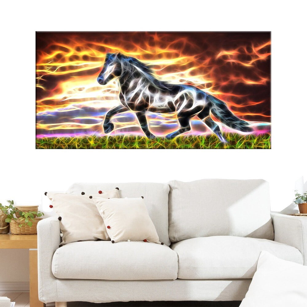 DESIGN ART Abstract Horse Animal Art Canvas (Multiple Sizes) 32 in. wide x 16 in. high