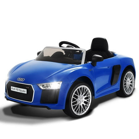 - Costway 12V Audi R8 Spyder Licensed Electric Kids Ride On Car R/C Suspension MP3 Lights Red/White/Blue