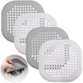 thumbnail image 1 of Paquete de 4 protectores de drenaje de silicona con ventosa, para lavabo, ducha, bañera, blanco y gris, 1 of 8