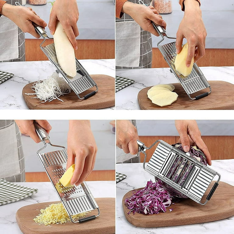 MuellerLiving Mandoline Slicer for Kitchen, Adjustable Vegetable Chopper,  Fruit, Cheese Grater, Potato Chips Slicer - White