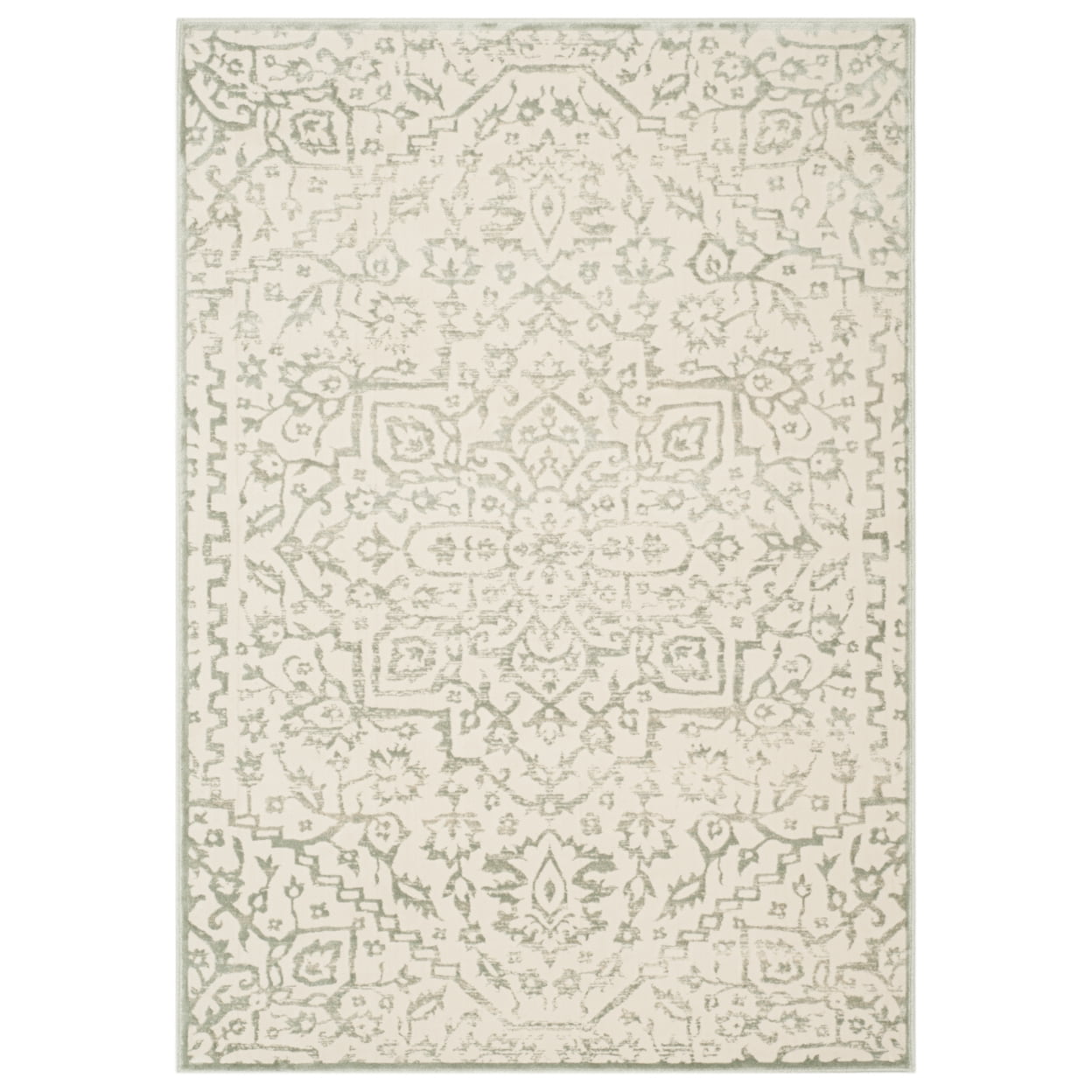 SAFAVIEH Noble Mackenzie Geometric Floral Runner Rug, Light Blue/Ivory, 2'2" x 8'