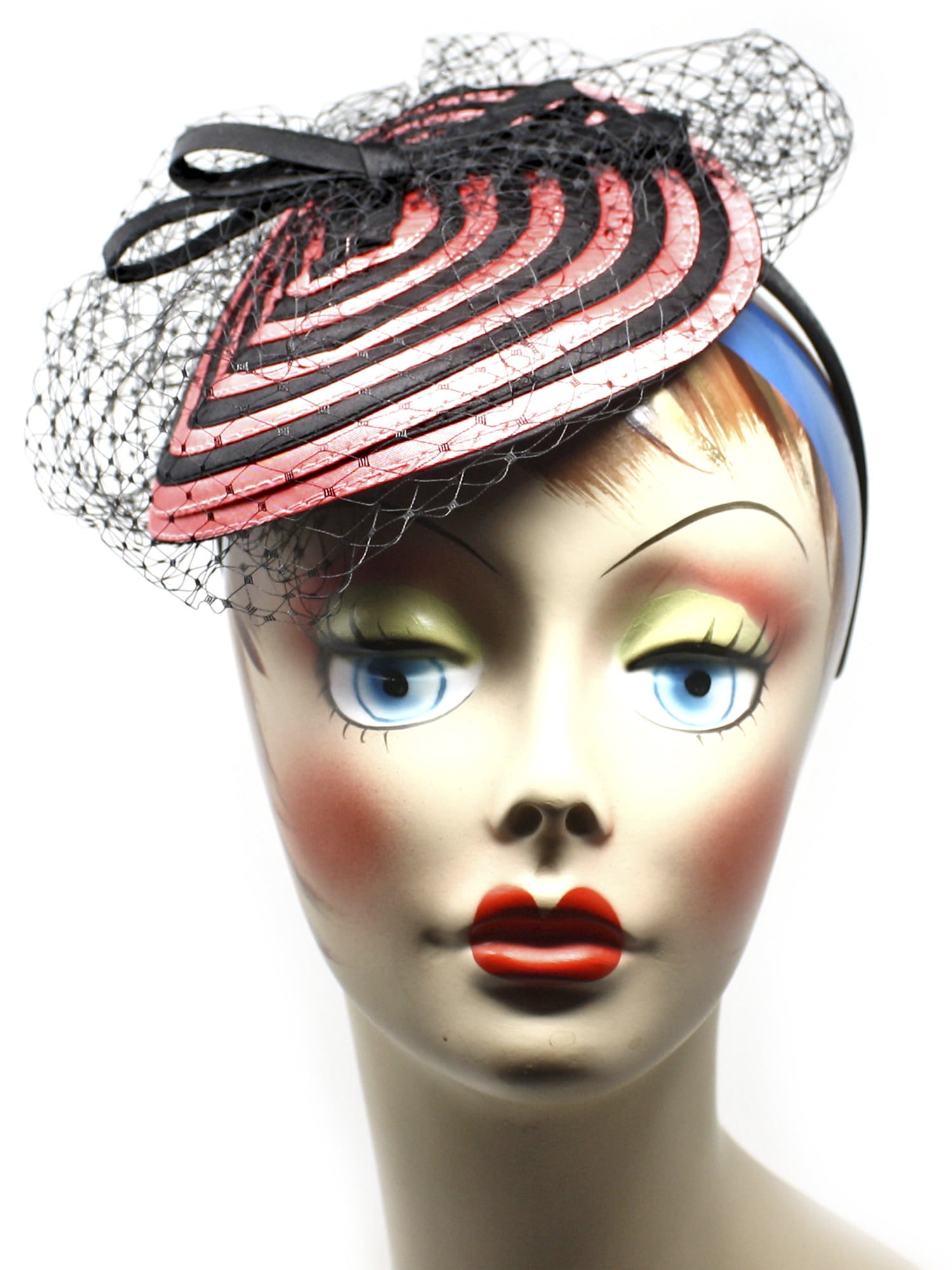 Swirl Fascinator Hat - Pink \u0026 Black w 