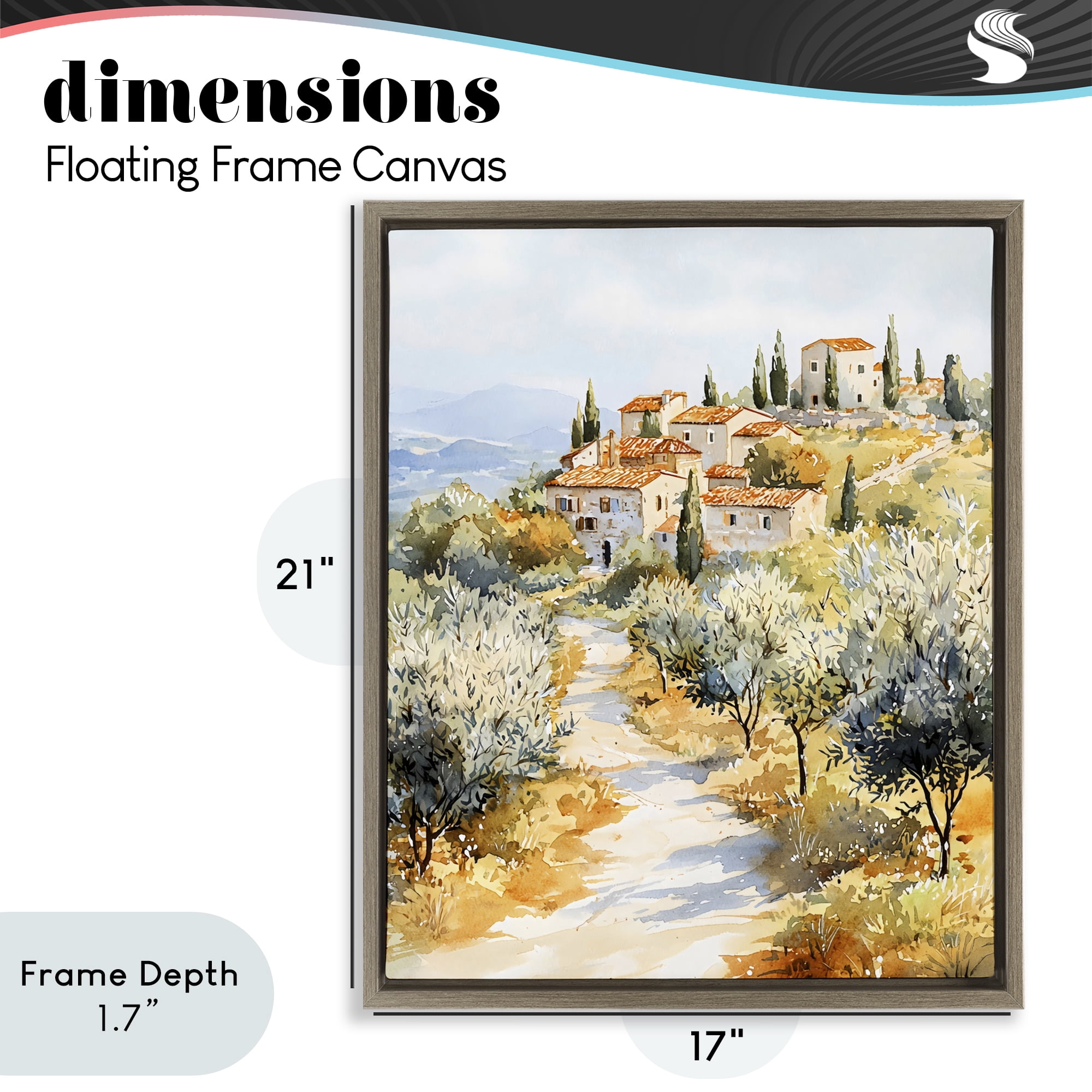 Stupell Industries Tuscan Hilltop Village View Brown Framed Floater Canvas Wall Art, design by LSR Design Studio