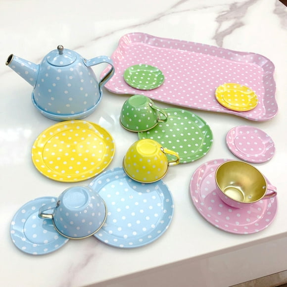 Aofa 14Pcs/Set Kids Children Teapot Tea Set Toy Cups Saucers Pretend Play Food Fun Kids Gift