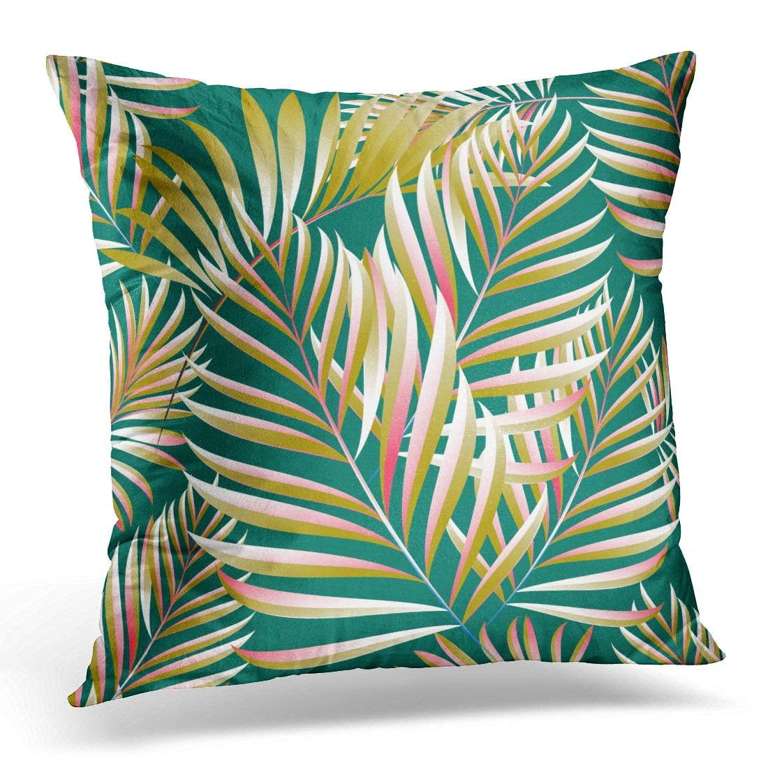 USART Abstract of Tropical Palm Tree Jungle Leaves Floral Pattern Beaches Throw Pillow Case