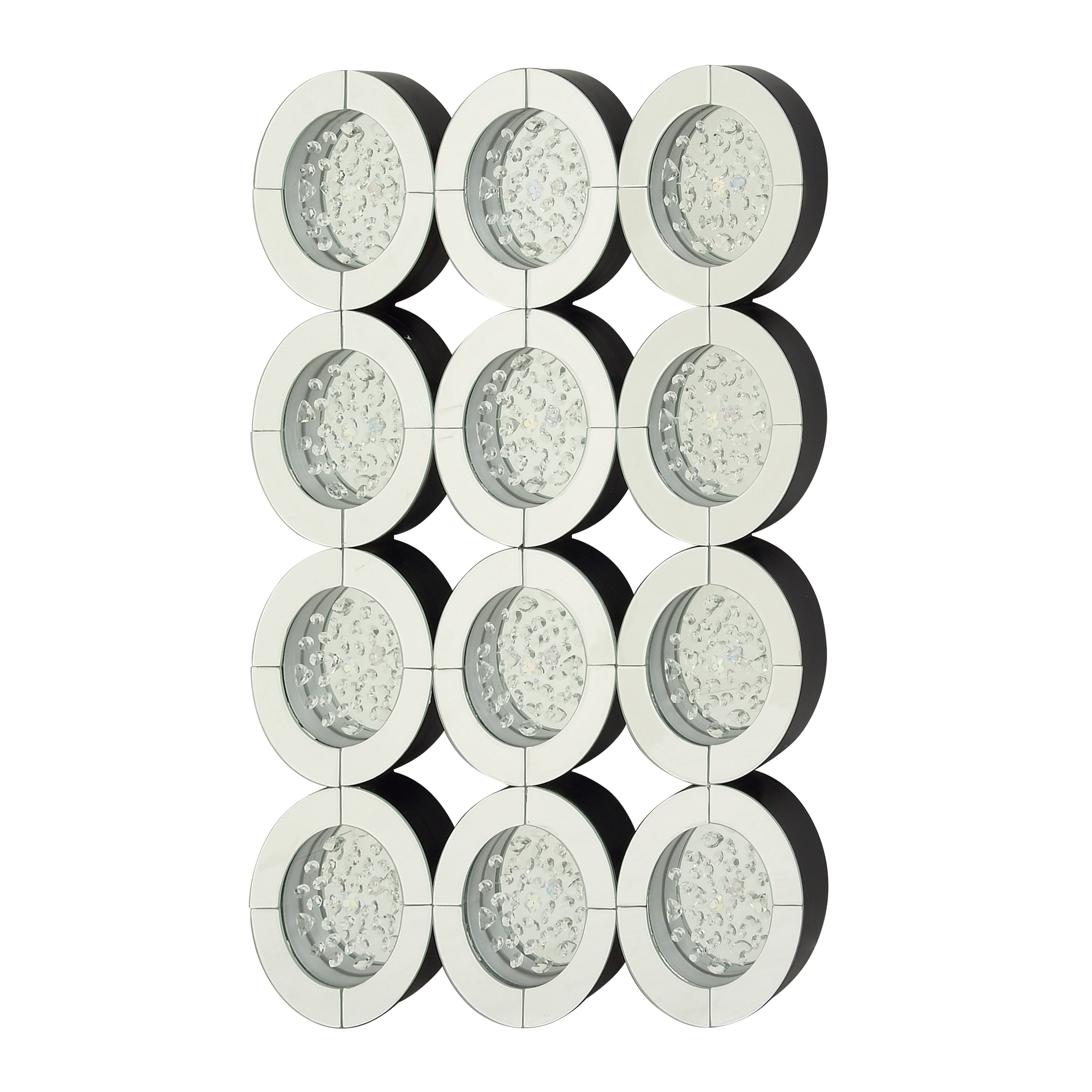 DecMode 39" x 29" Silver Wall Mirror with Floating Crystals