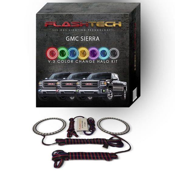 Flashtech RGB Multi Color Surface Mount LED Halo kit for 2014-2016 GMC Sierra Fog Lights