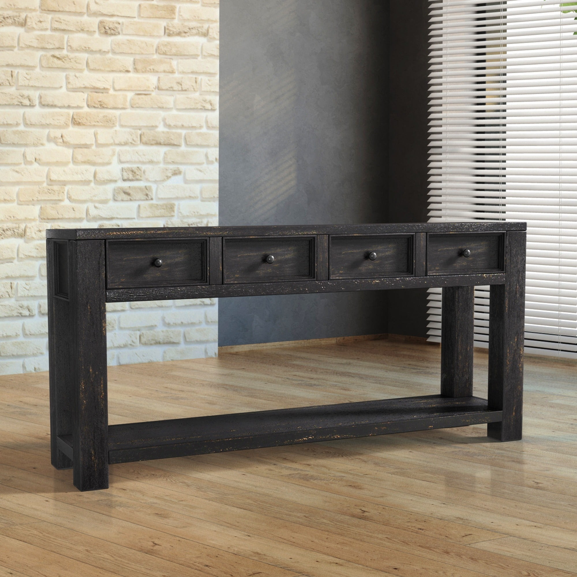 Furniture Of America Cosbin Bold Antique Black 4 Drawer Sofa