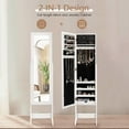thumbnail image 3 of Giantex Jewelry Armoire Cabinet, Standing Jewelry Organizer w/Full-length Mirror & 3 Adjustable Angles, White, 3 of 9