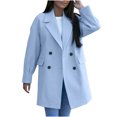 thumbnail image 4 of Puntoco Mujer Color Sólido Casual Manga Larga Suelta Solapa Doble Botonadura Chaqueta Abrigo Liquidación Puntoco Puntoco-4407, 4 of 9