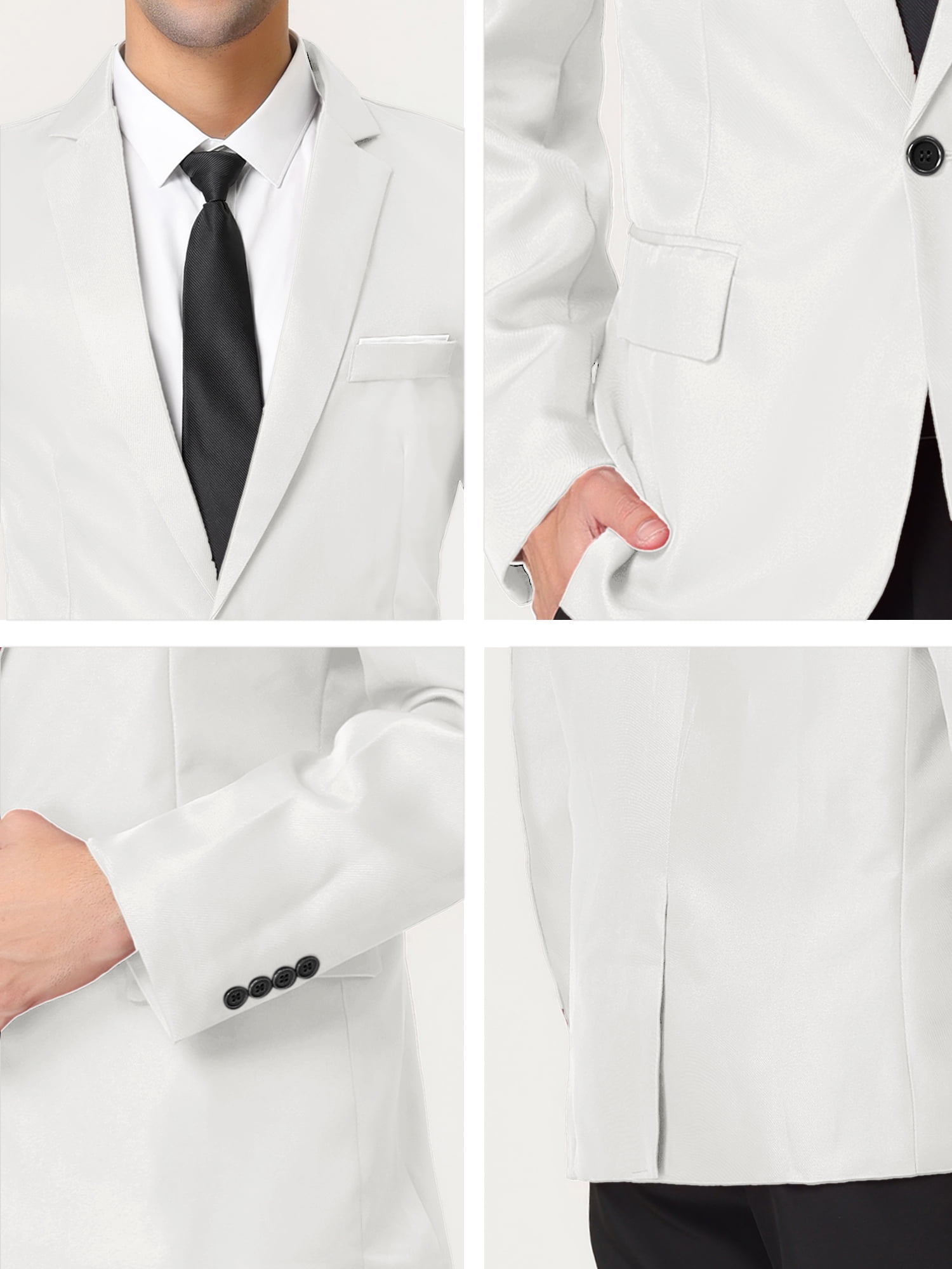 Unique Bargains Men's Blazer Single Breasted One Button Prom Suit Coat S White