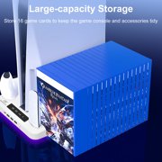 Pecham Vertical Cooling Fan Stand Fit for PS5/PS5 Slim Console, Fast Charging Station with Dual Controller Charger, Headset Holder, 3 USB Ports, Charging Stand for PS5 Slim Disc/Digital - White