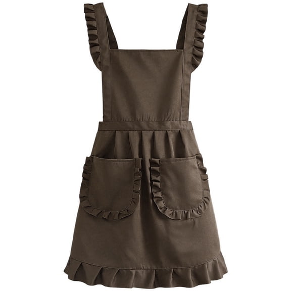 Cotton Aprons Lace Kitchen Apron Cooking Aprons Large Pockets Cute Art Painting Apron For Florist Shop Summer Apron For Baking,Gardening