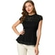 thumbnail image 1 of INSPIRE CHIC Blusa De Encaje Rojo Con Mangas Casquillo Y Cuello Simulado De Crochet Floral Para Mujer Negro S, 1 of 6