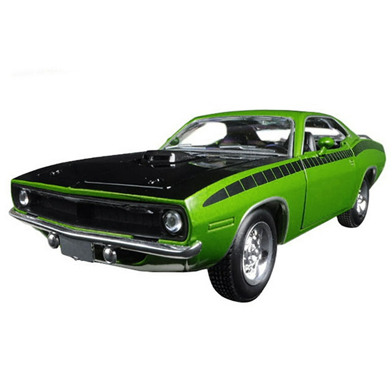 人気ブランドバ40代 Green Cuda Plymouth 1970 with Car Model Diecast 1/24 Black ミニカー