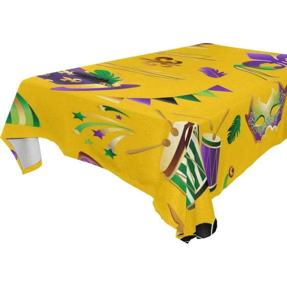Coolnut Mardi Gras Rectangle Tablecloth Spill-Proof Polyester Table Cloth Table Cover for Kitchen Dining Picnic Holiday Party Decoration,60"x108"