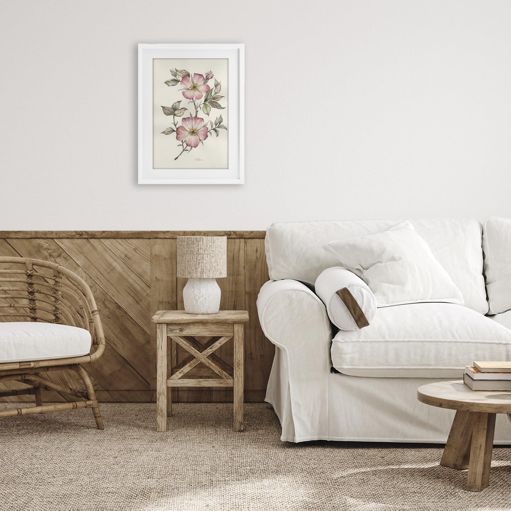 Stupell Industries Two Flowers Natural Study White Framed Print Under Glass, design by Cady Driver