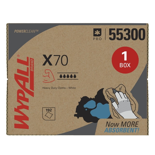 Toallitas Wypall PowerClean X70 de alta resistencia, 192 hojas