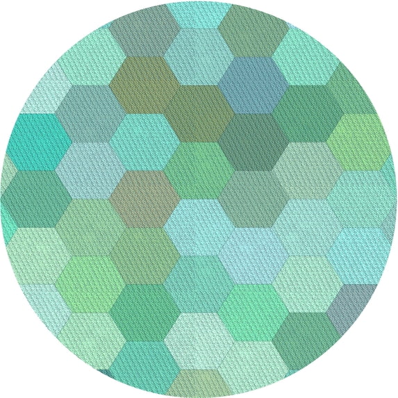 Ahgly Company Machine Washable Indoor Round Transitional Mint Green Area Rugs, 7' Round