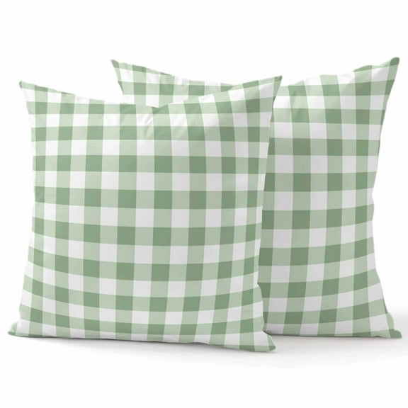 Throw Pillow Covers 16x16 Inch Set of 2 Sage Green Decorative Pillow Covers Green Buffalo Check Plaid Cushion Cover Pillowcase for Sofa Couch Bed Home Decor