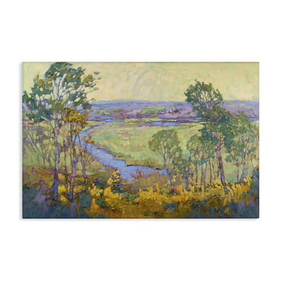 Stupell Industries Abstract Winding Stream Landscape & Nature Painting Wrapped Canvas Art Print Wall Art, 24 x 16