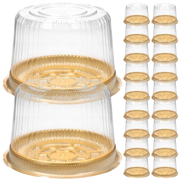 Contenedores de pastel de plástico de 20 piezas con tapas de pastel de pastel transparentes redondos